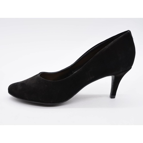 Chelsea Crew Black Label Pumps Womens 7 Black Faux Suede Almond Toe Cone Heels - Picture 2 of 11